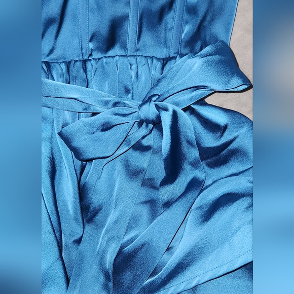 Altar'd State Small Blue Corset Satin Tiered Mini Melney Dress - Picture 10 of 17